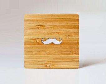 Moustache drink coaster. Template file for laser cutting and engraving