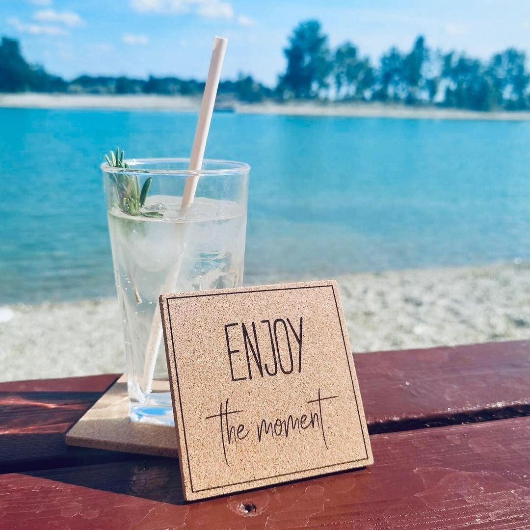 Enjoy the Moment Drink Coaster. Template File for Laser Cutting and