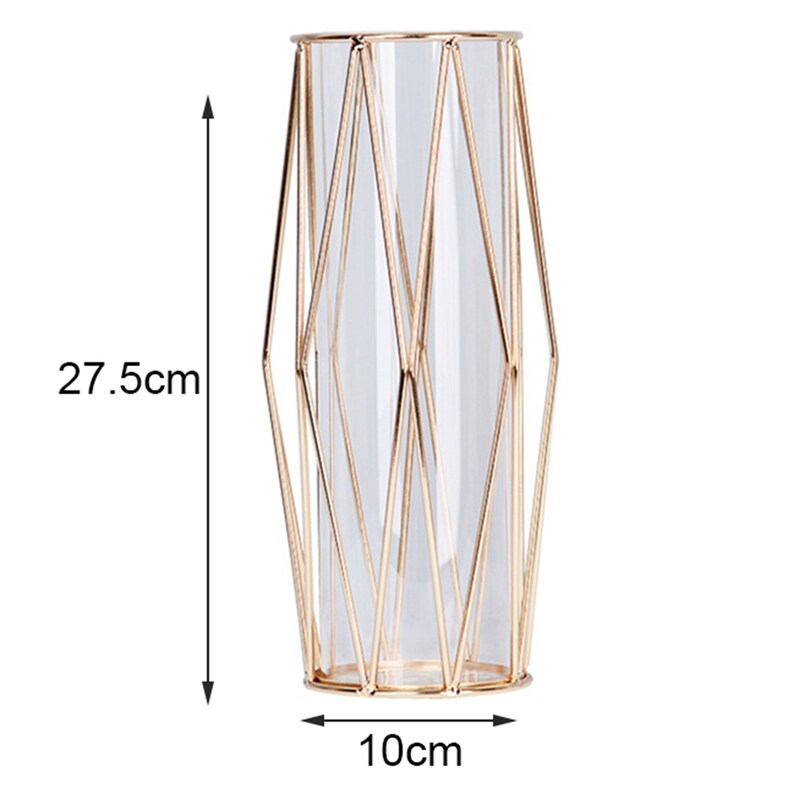Lantern-shaped Iron Vase Gold Plated Flower Vase Flower Pot Home Wedding Decoration