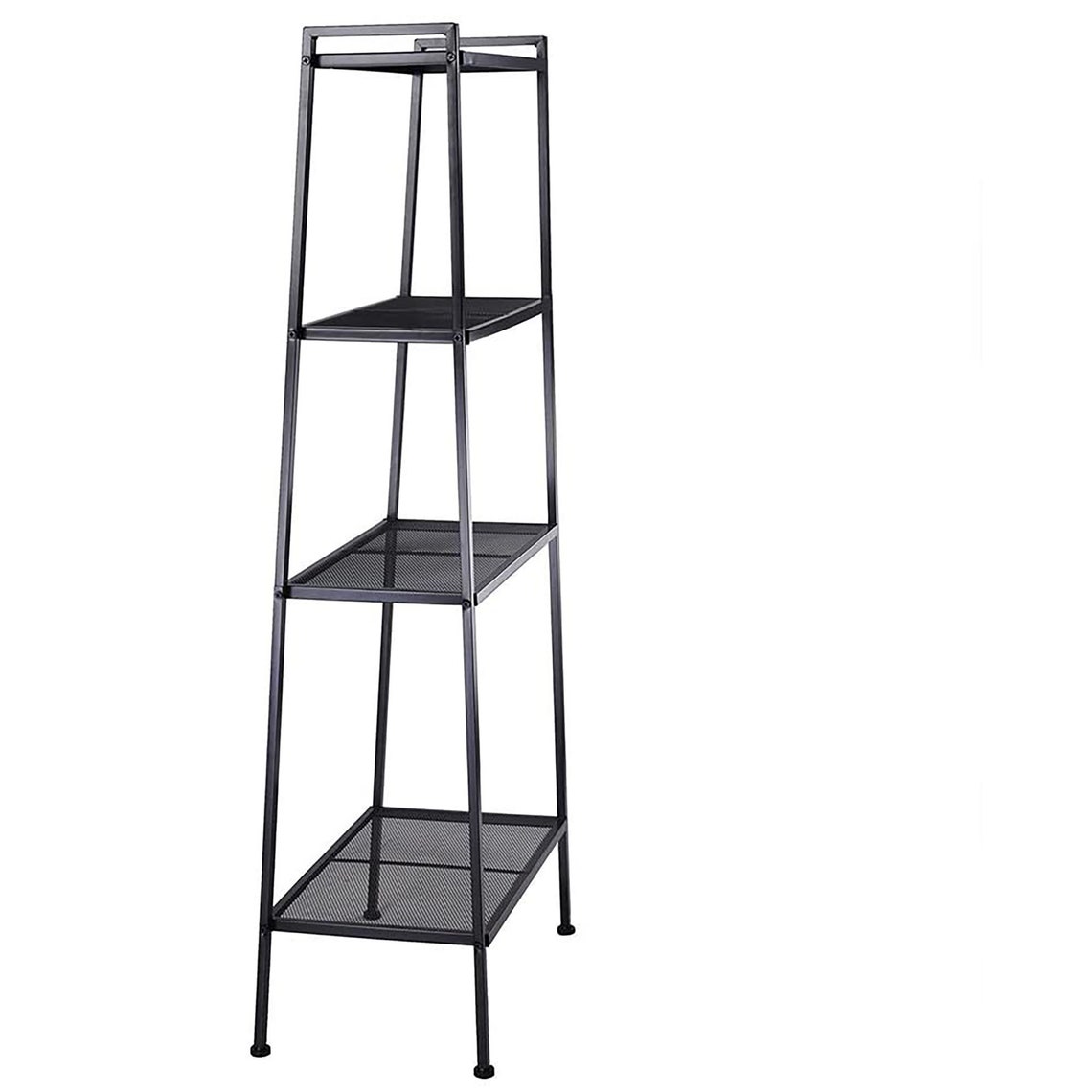 4tier Metal Bookshelf Leaning Ladder Shelf Black Storage Etsy