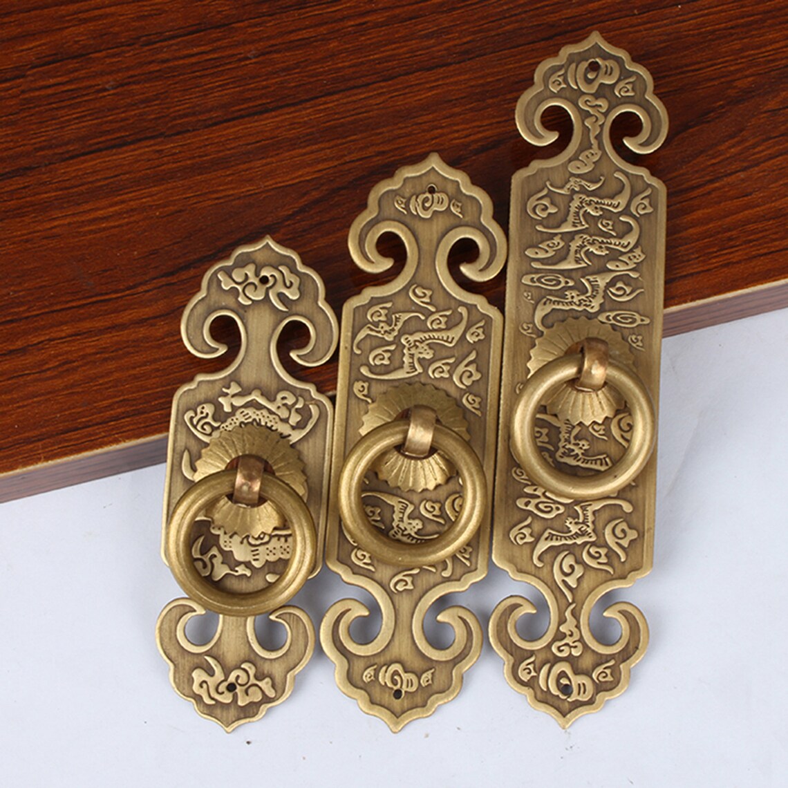 2PCS Door Pull Handle Knob Chinese Furniture Brass Etsy