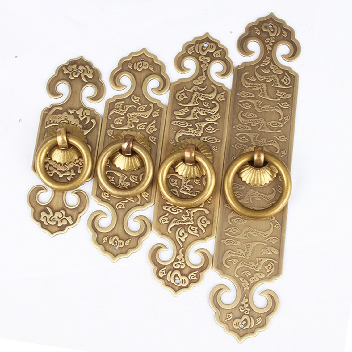 2PCS Door Pull Handle Knob Chinese Furniture Brass Etsy