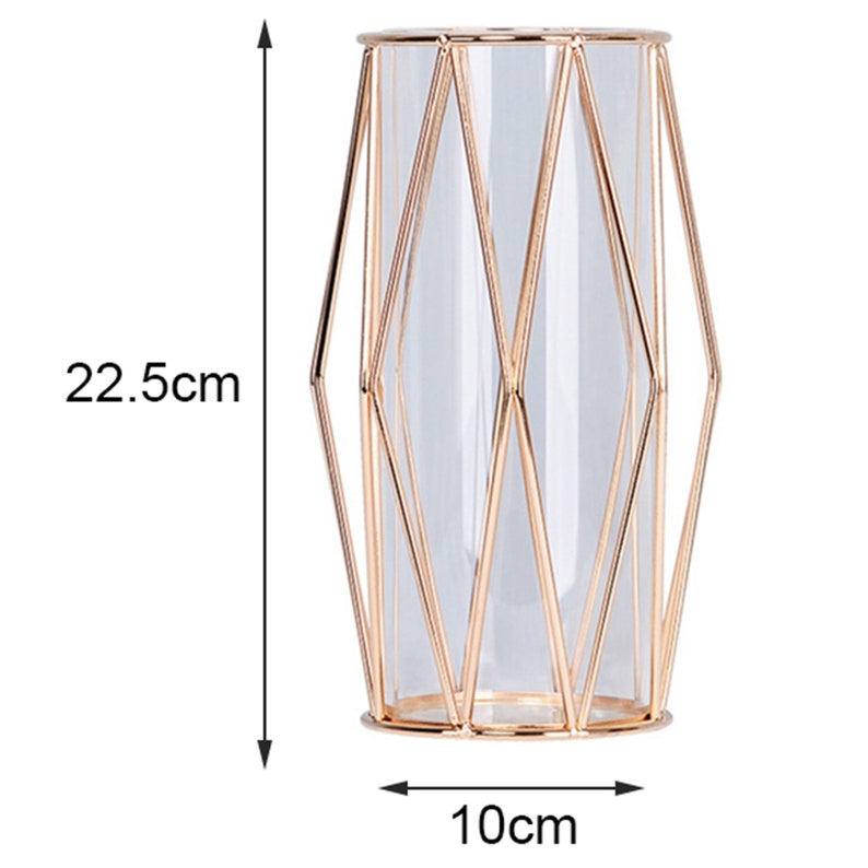 Lantern-shaped Iron Vase Gold Plated Flower Vase Flower Pot Home Wedding Decoration