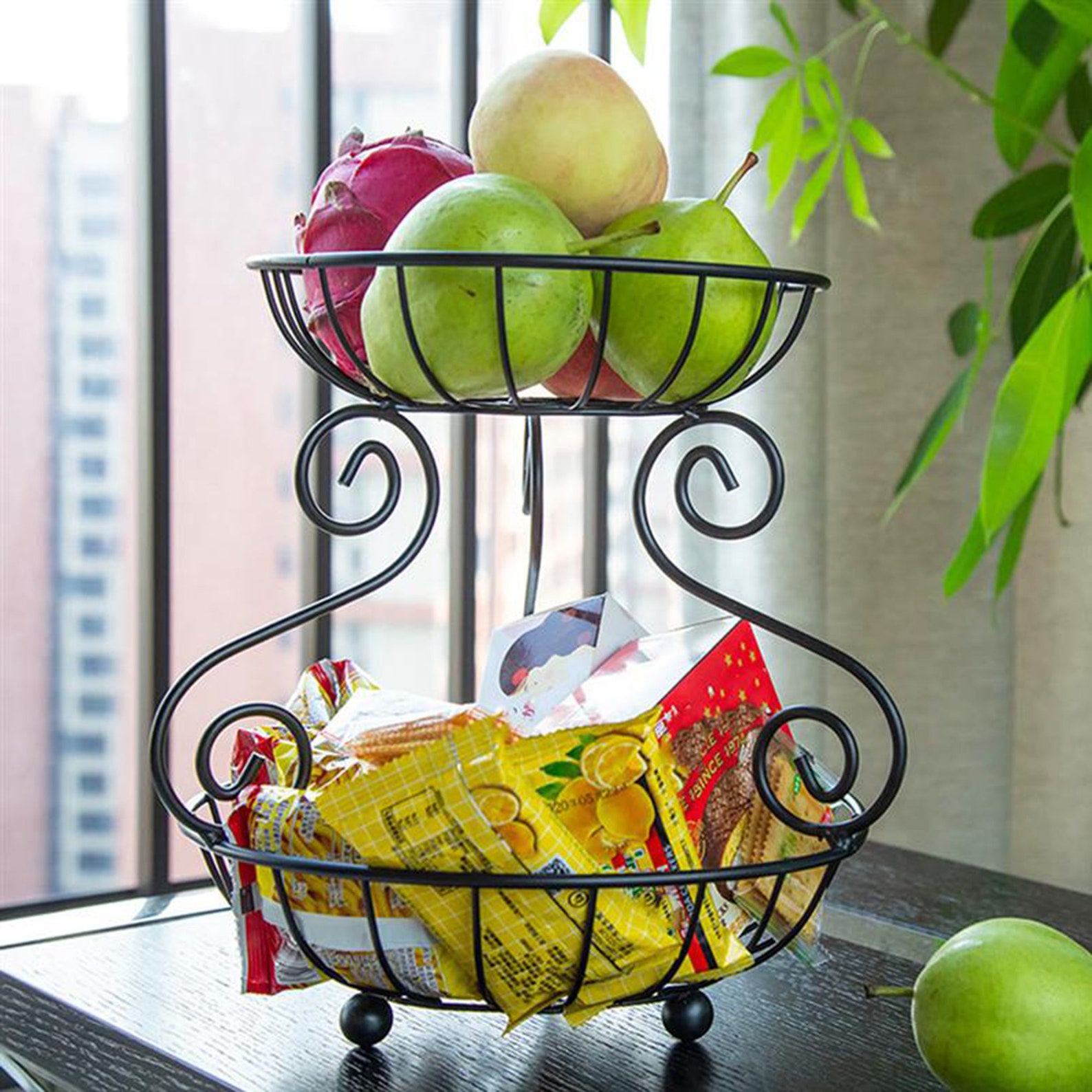 2 Tier Fruit Basket / Household Basket / Storage Iron Basket / Etsy