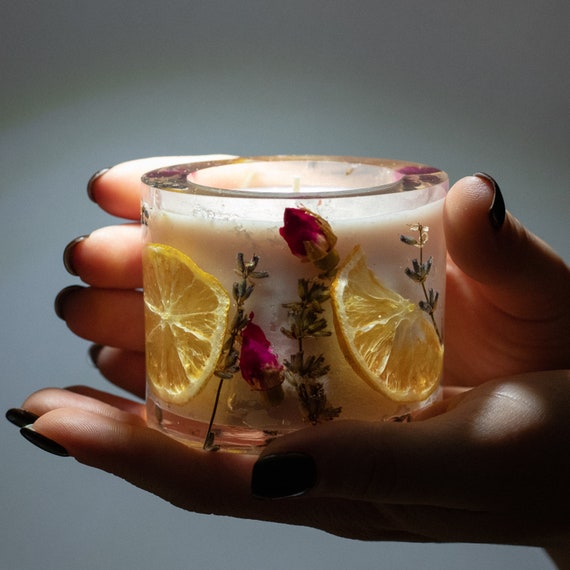 Dry Flower Candle Unique Botanical Candle Etsy