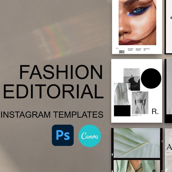 Instagram Fashion Style Blogger Templates. Instagram Template. Modern Fashion Editorials, Magazine Inspired Social Media Pack