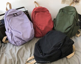 Vintage Casual Canvas Backpack Travel Hiking Rucksack for Men Women Students Daypack Jiujiu Station Dinosaur School Backpack