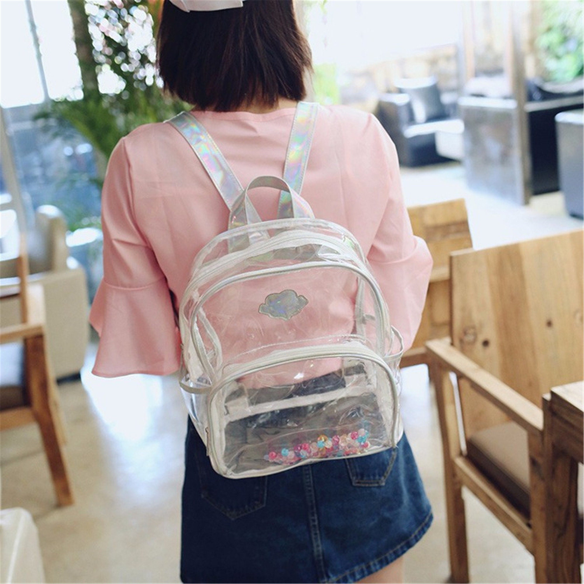 9 Stadium Approved Small Transparent Clear Womens Girls Metallic Fashion Backpack Purse 9 Stadium Approved Small Transparent Clear Womens Girls Metallic Fashion Backpack Purse