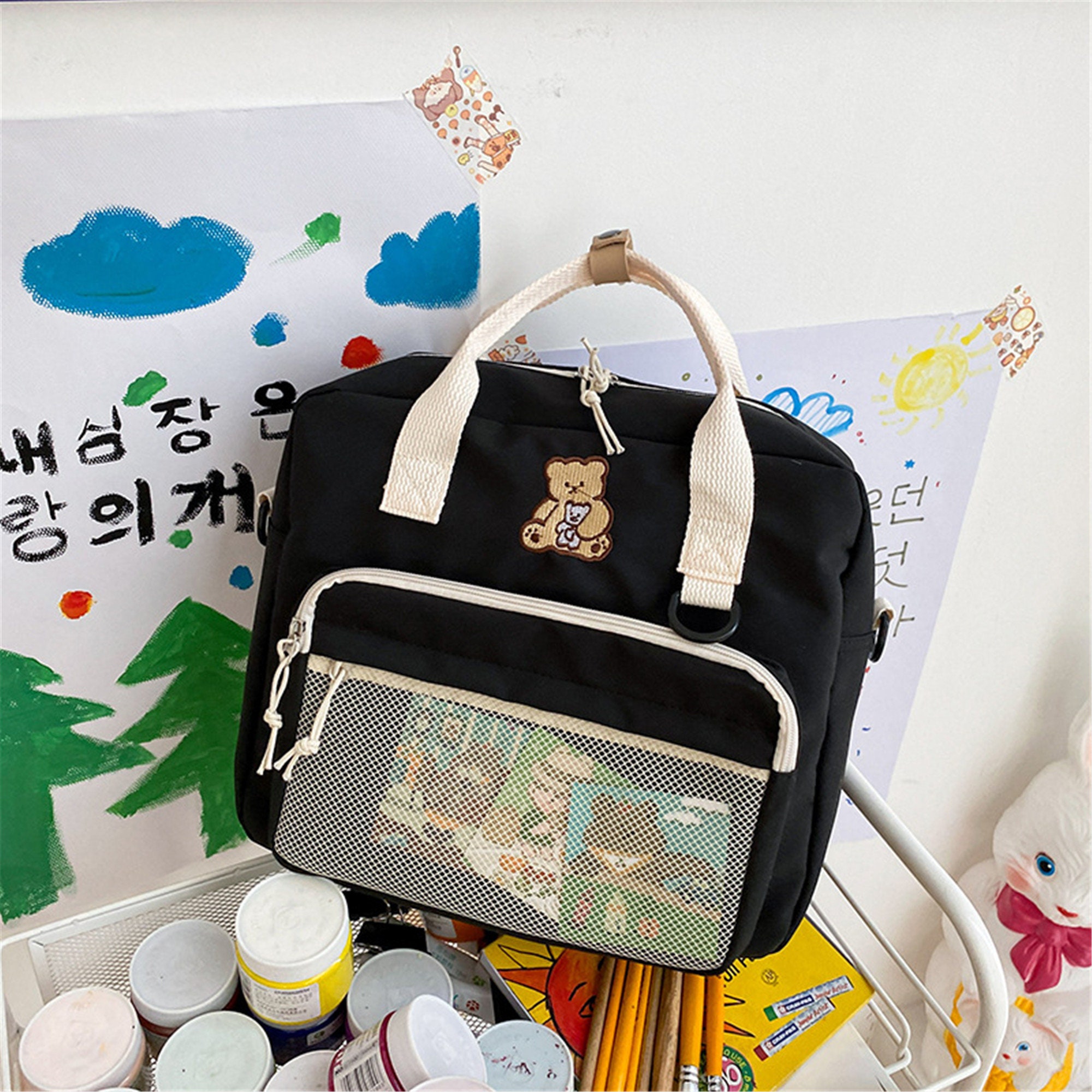 Cute Anime Handbag Bear Ita Backpack Japanese Bag Student Etsy
