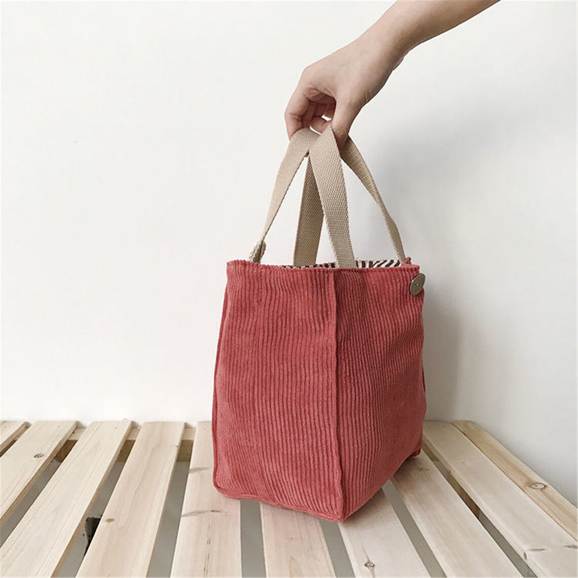 Japanese Lunch Bag Corduroy Simple Lunch Bag Lunch Tote Etsy