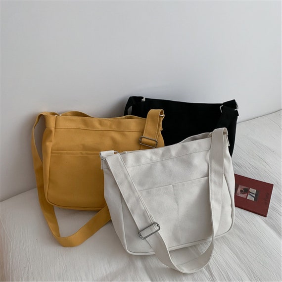 Simplicity Shoulder Bag Cotton Canvas Basic Bag Travel | Etsy