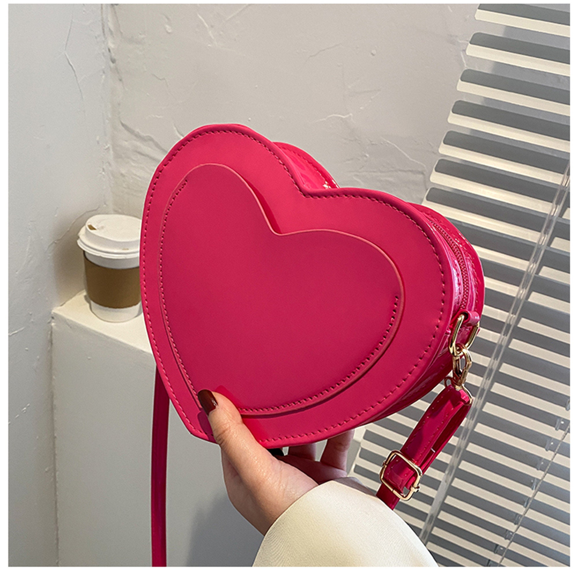 Heart Crossbody Harajuku Heart Shaped Handbag Leather Heart | Etsy