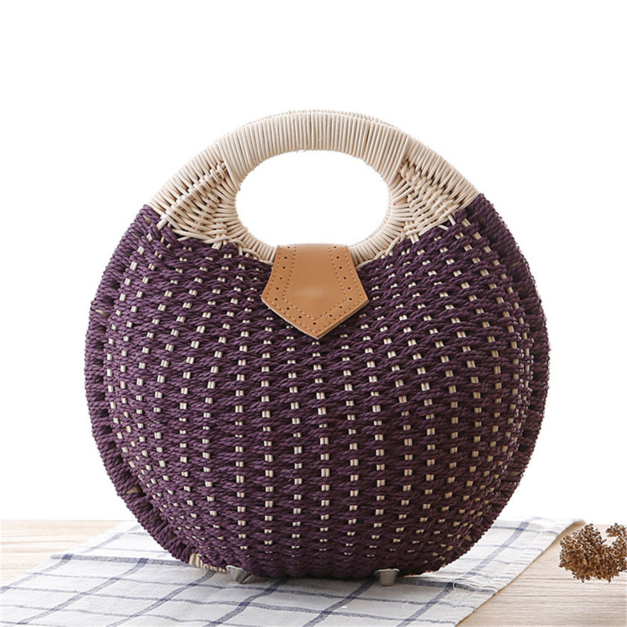 Seashell-shaped Woven Tote Bag Round Rattan Bag Cute Rattan | Etsy