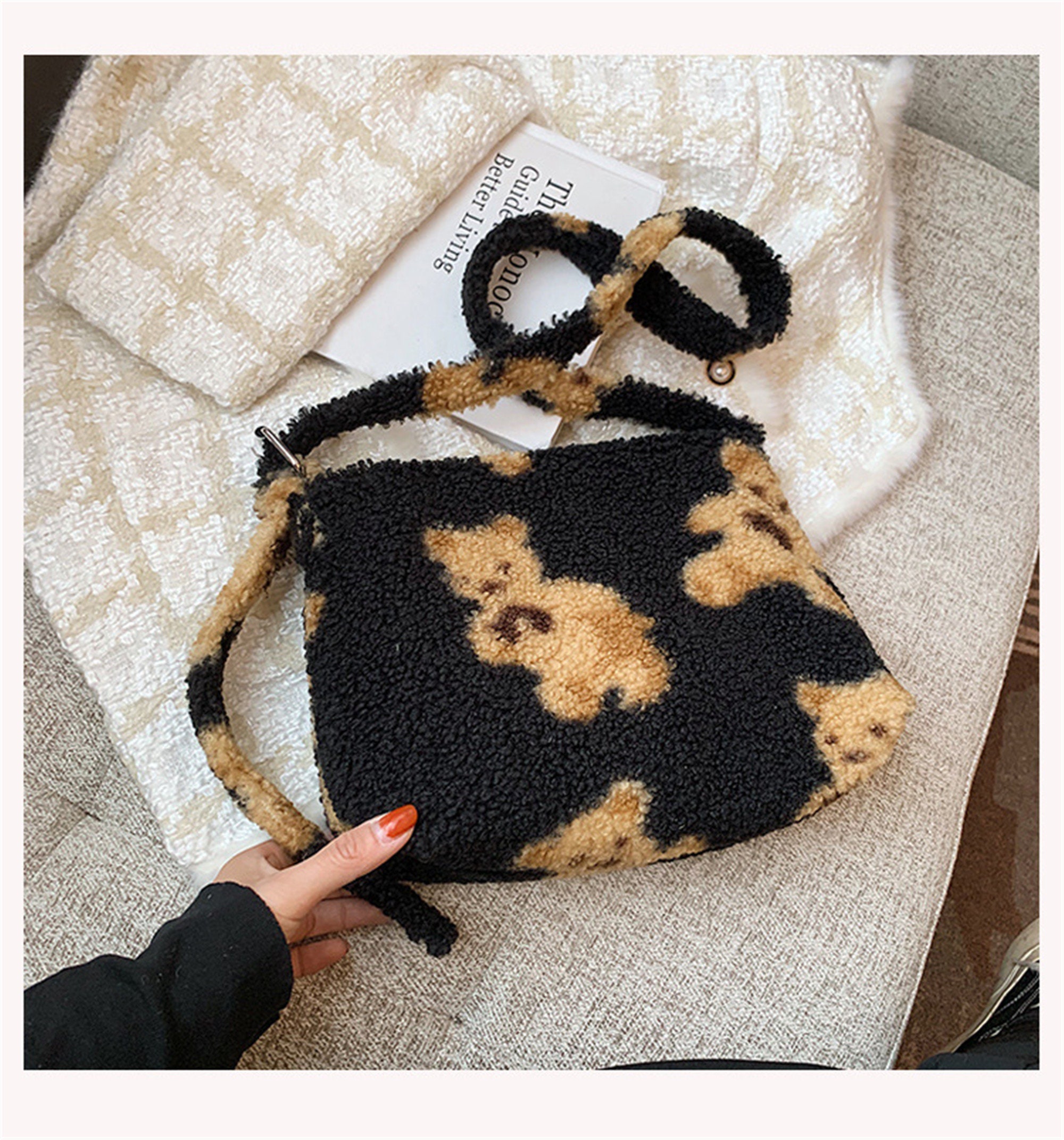 Cute Bear Fuzzy Handbag Crossbody Bag Tote Bag Purse Y2K Etsy