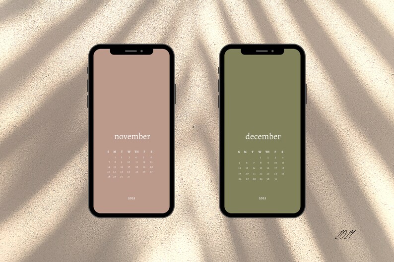 Iphone Wallpaper 2021 Calendar November 2021 December Etsy