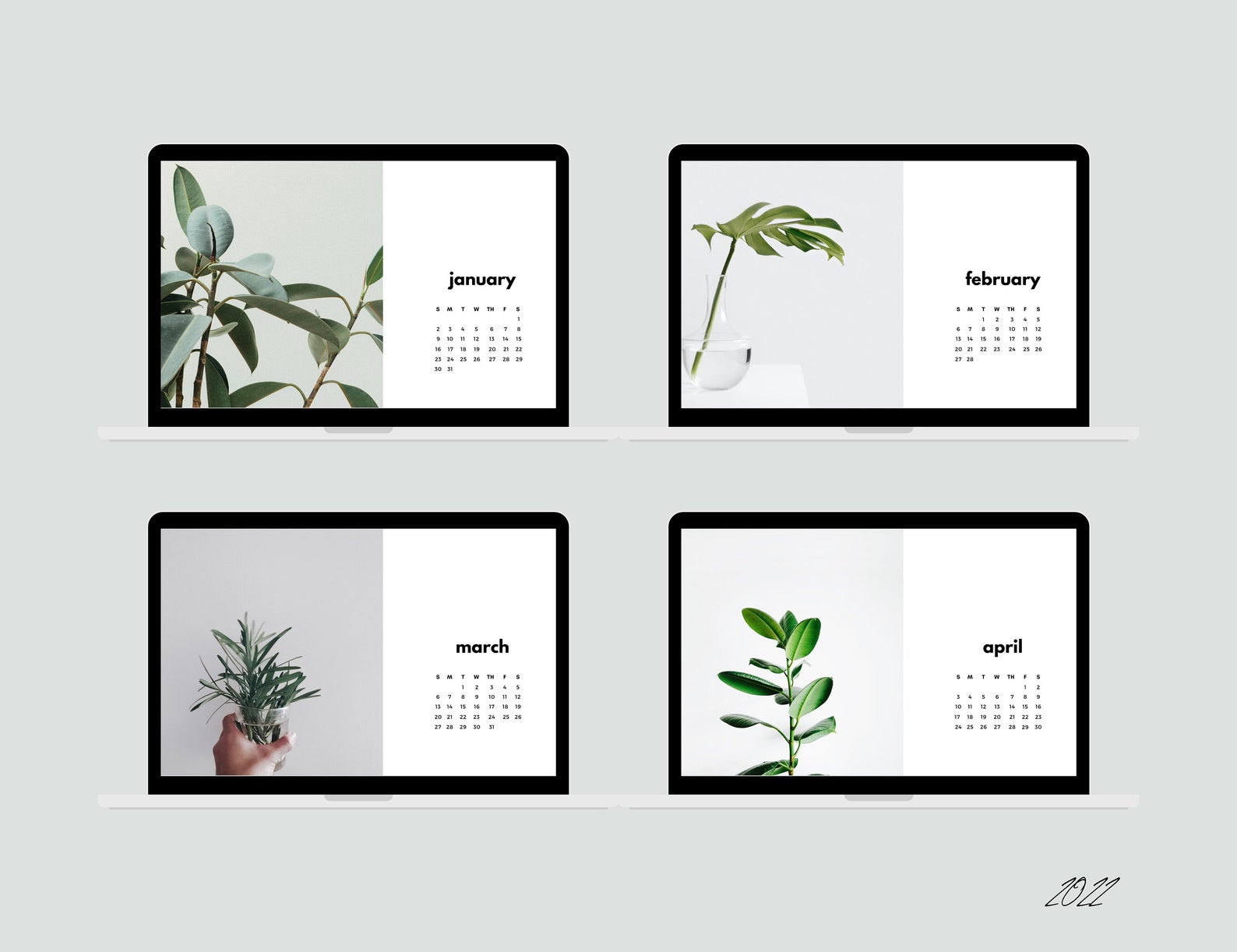 2021 2022 Calendar Desktop Wallpaper January 2021 April | Etsy