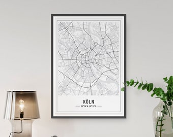 Personalisiertes Köln Poster Stadtplan . Stadtplan Köln . Geschenk Köln