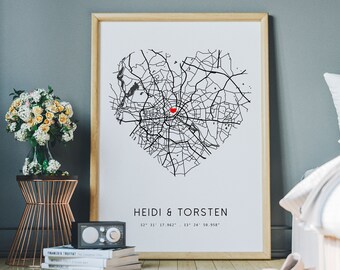 Personalisiertes Hochzeitsgeschenk | Koordinatenbild | Geschenk Hochzeit | Geschenk Valentinstag Jahrestag Hochzeitstag Verlobung