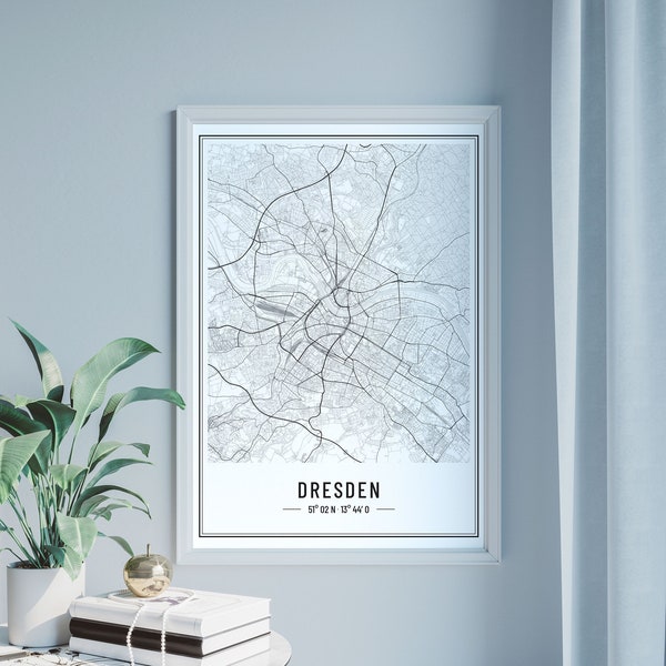 Personalisiertes Dresden Poster Stadtplan . Stadtplan Dresden . Geschenk Dresden