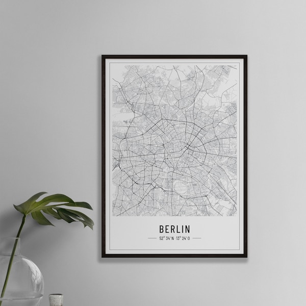 Personalisiertes Berlin Stadtplan Poster . Poster Berlin . Geschenk Berlin