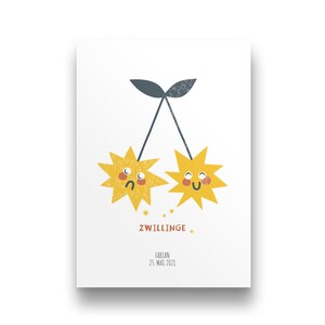 Personalisiertes Sternzeichen Poster Zwillinge | Sternzeichen Zwillinge Bild | Geburtsposter | Geschenk zur Geburt Sternzeichen Bild
