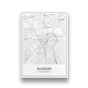 Duisburg Poster | Personalisierter Duisburg Stadtplan | Duisburg Bild | Koordinatenposter | Geschenk Weihnachten Geburtstag Umzug Duisburg