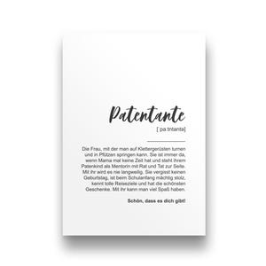 Personalisierbares Patentante Geschenk Taufe | Geschenkidee Patentante | Taufpatin | Patin | Pate | Taufpate | Taufgeschenk | Kommunion