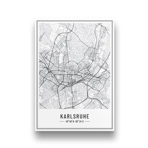 Karlsruhe Poster | Personalisierter Karlsruhe Stadtplan | Karlsruhe Bild | Koordinatenposter | Geschenk Weihnachten Geburtstag Umzug