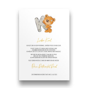 Patengeschenk Patenbrief Taufe | Geschenk Taufe Patenkind personalisiert | Patenurkunde und Taufgeschenk Mädchen Junge | Taufbrief Spruch