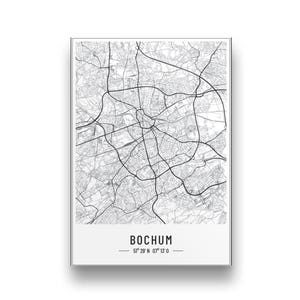 Bochum Poster | Personalisierter Bochum Stadtplan | Bochum Bild | Koordinatenposter | Geschenk Weihnachten Geburtstag Umzug Bochum