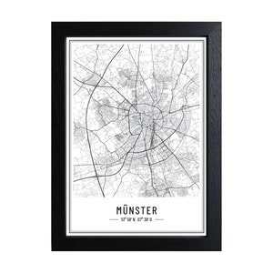 Münster city map poster customizable. Münster poster. Münster gift.