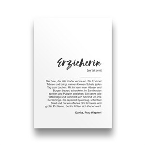 Geschenkidee für Erzieherin | Geschenk personalisiert | Weihnachten | Kita Abschiedsgeschenk Erzieherin | Dankeskarte Erzieherin