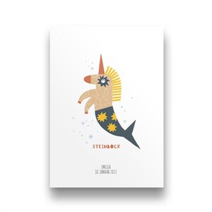 Personalisiertes Sternzeichen Poster Steinbock | Sternzeichen Steinbock Bild | Geburtsposter | Geschenk zur Geburt Sternzeichen Bild
