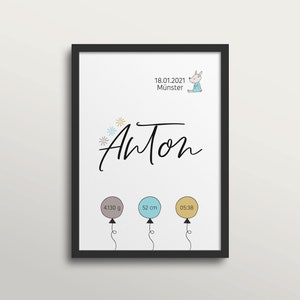 Personalisiertes Geburt Poster für Jungen . Geburtsposter