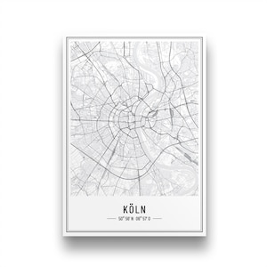Köln Poster | Personalisierter Köln Stadtplan | Köln Bild | Koordinatenposter | Personalisiertes Geschenk Weihnachten Geburtstag Umzug Köln