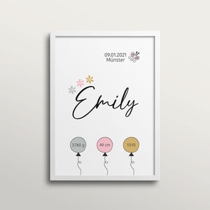 Personalisiertes Geschenk zur Geburt . Geburtsposter