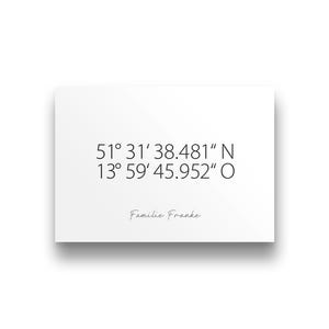 Geschenk zum Einzug | Einweihungsgeschenk Koordinaten Bild Familie | Koordinaten Poster personalisiert | Einzugsgeschenk Erinnerungsgeschenk