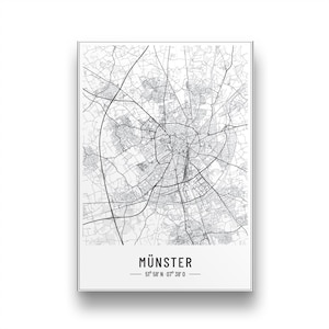Münster Poster | Personalisierter Münster Stadtplan | Münster Bild | Koordinatenposter | Geschenk Weihnachten Geburtstag Umzug Münster