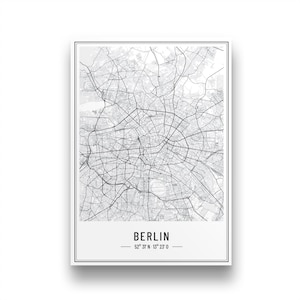 Berlin Poster | Personalisierter Berlin Stadtplan | Berlin Bild | Karte | Koordinatenposter | Geschenk Weihnachten Geburtstag Umzug Berlin