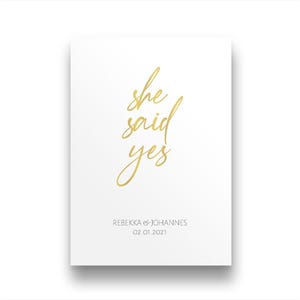 Hochzeitsgeschenk personalisiert | Glückwunschkarte Hochzeit | Karte Hochzeit personalisiert | Geschenk zur Hochzeit | She said yes