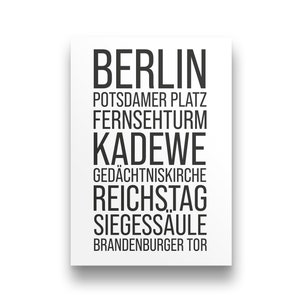Berlin Poster | Berlin Bild mit Sehenswürdigkeiten | Berlin Geschenk Weihnachten Geburtstag Umzug Reise | Berlin Print