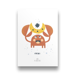 Personalisiertes Sternzeichen Poster Krebs | Sternzeichen Krebs Bild | Geburtsposter | Geschenk zur Geburt Sternzeichen Bild