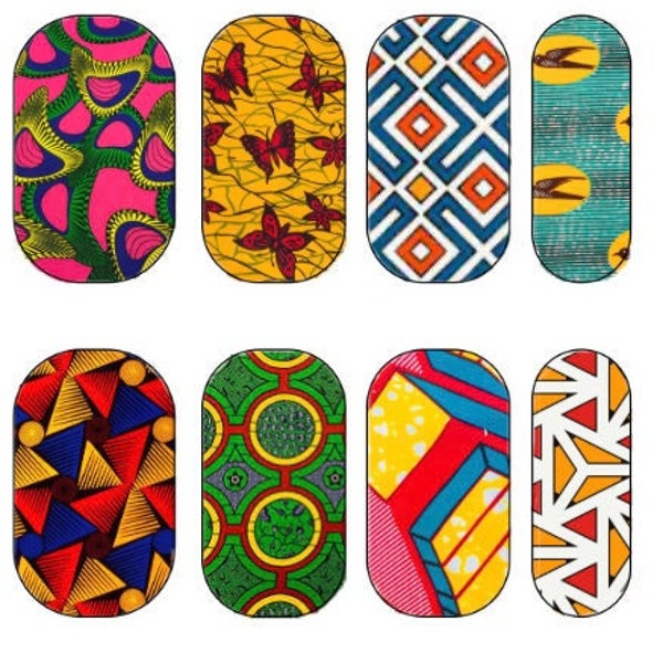 Décalcomanies pour ongles à imprimé africain · Décalcomanies pour ongles à glissière d'eau · Fournitures pour nail art · Décalcomanies pour ongles à couverture complète. Art d'ongles d'Ankara