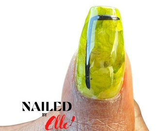 Green Jade Marble Nails · Press on Nails · Coffin Nails · Custom Handmade Nails