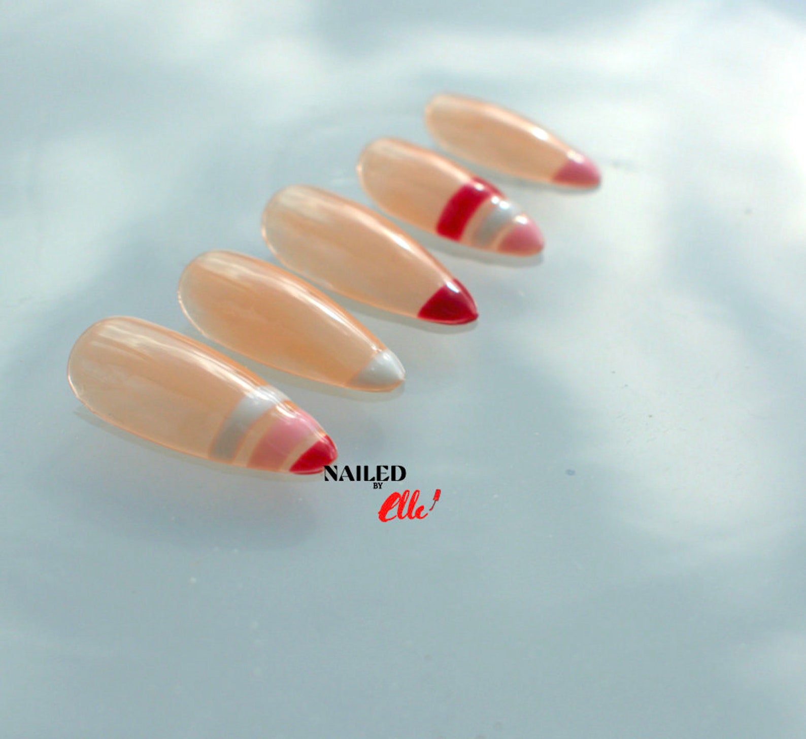 red minimalist nail art
