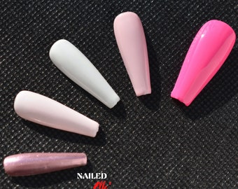 Pretty Pink Nails · Minimalist Nails · Press on Nails · Gradient Nails ·Ballerina Nails · Custom Handmade Nails