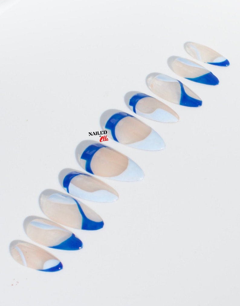 Blue Abstract Art Nails Minimalist Nails Spring Nails | Etsy