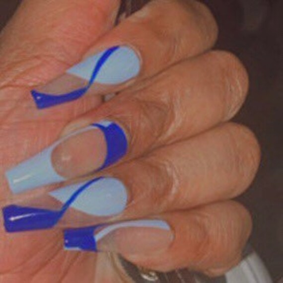 Blue Abstract Art Nails Minimalist Nails Spring Nails | Etsy