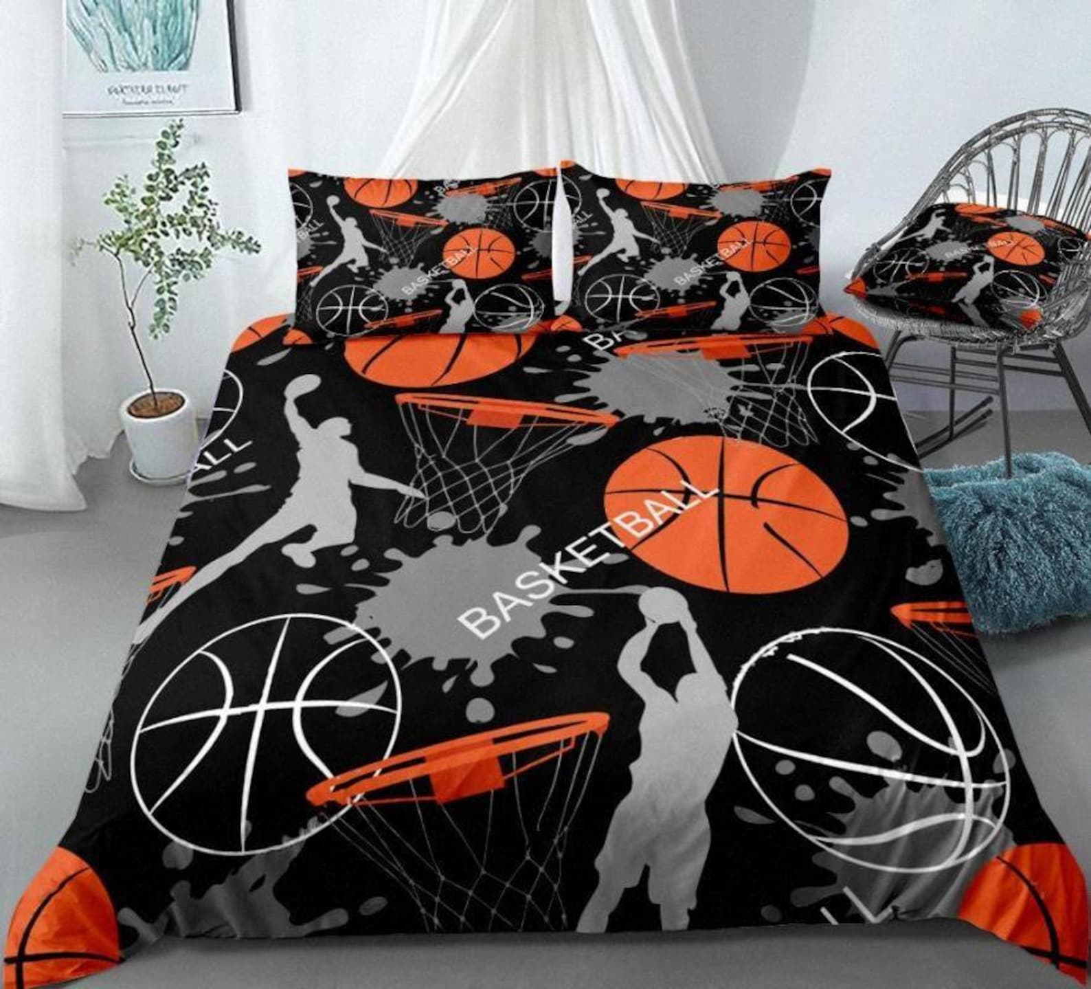 Basketball Bedding Set Sport Inspired Bedding Basketball Etsy