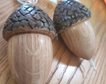 Acorn Light Pull turned reclaimed OAK + free cord and connecter